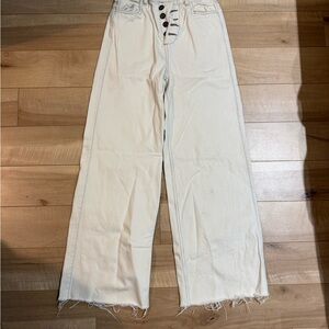 Zara Off-White Wide-Leg Jeans